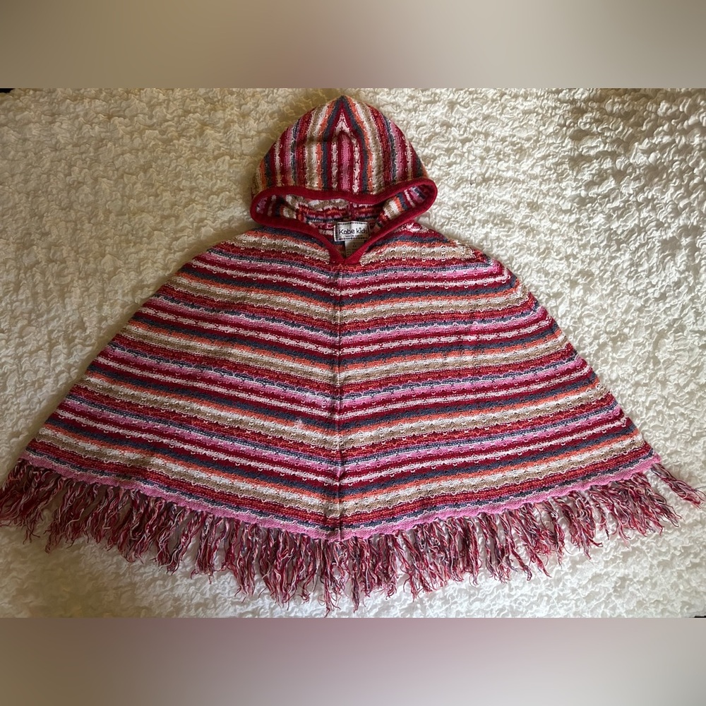Vintage Kobe Kids Girl Hooded Poncho 6X